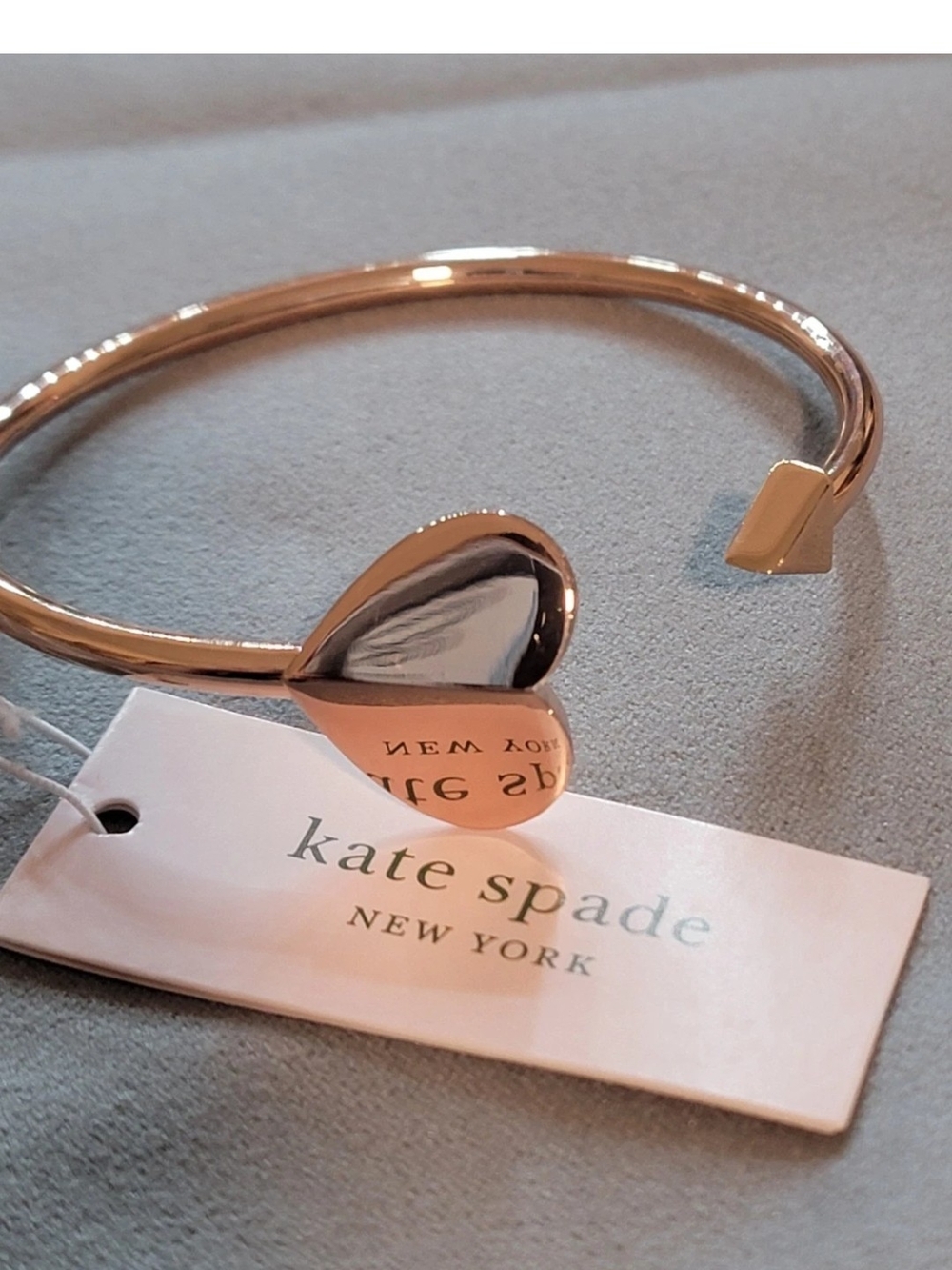kate spade Rose Gold Heart-Detail Open Cuff Bracelet